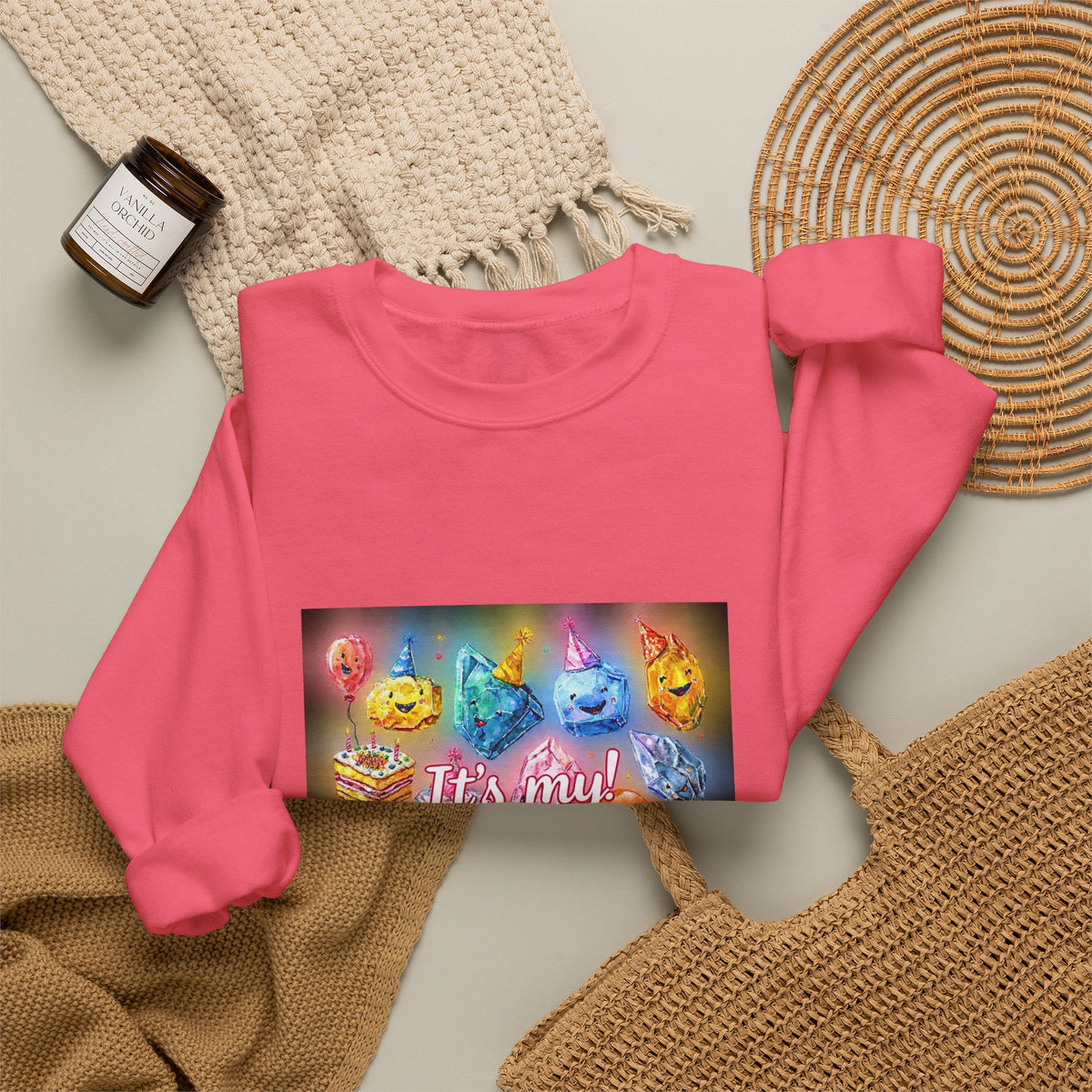 It's My Birthday Crystal Party Crewneck | Blues, Purples & Pinks