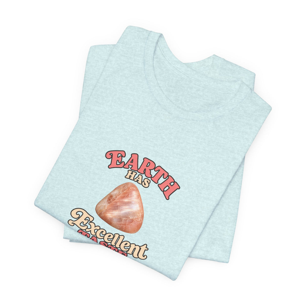 Earth Has Excellent Taste — Peach Moonstone Tee | Soft Blues