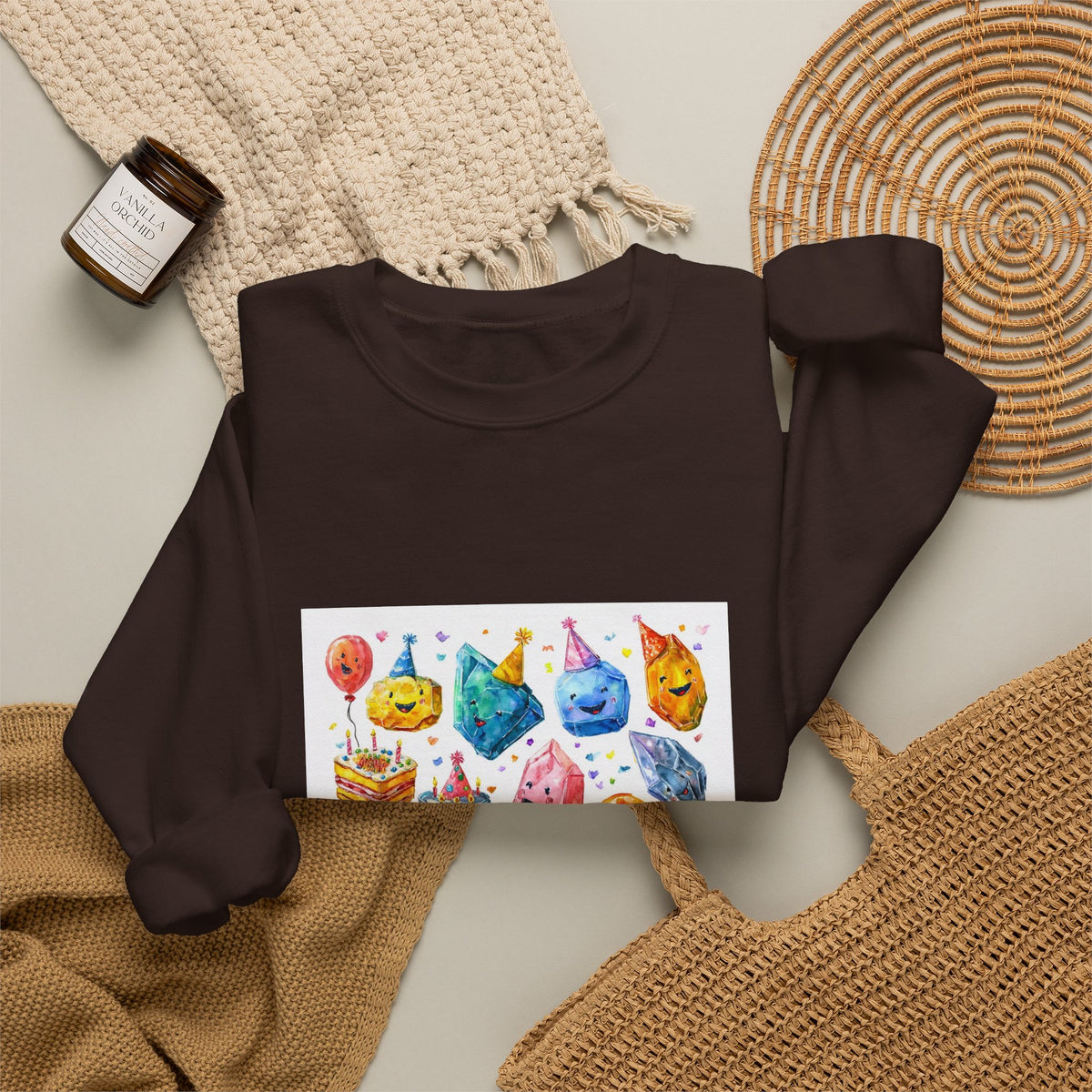 Crystal Birthday Party Crewneck | Earth Tones & Brights