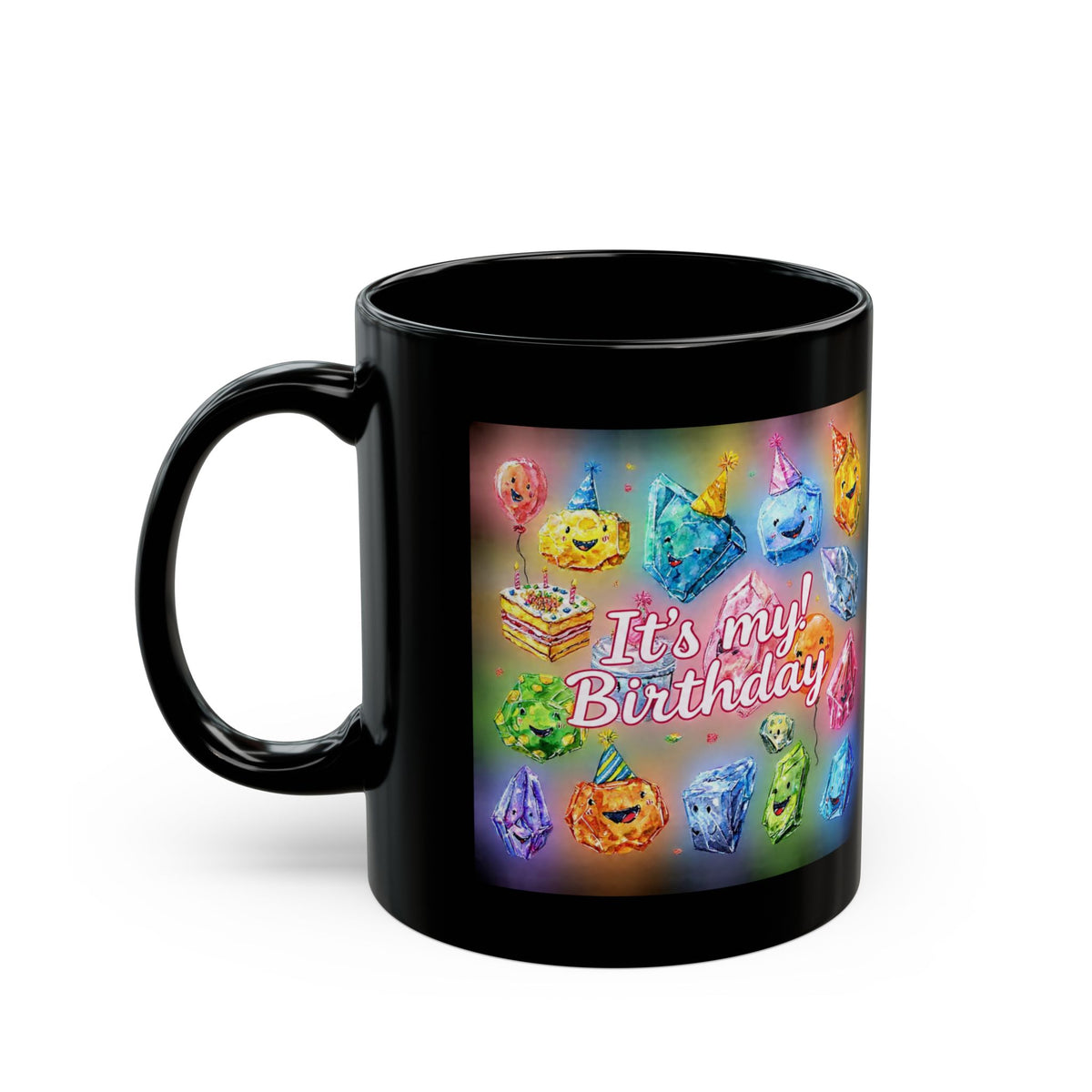 It's My Birthday Crystal Party Black Mug