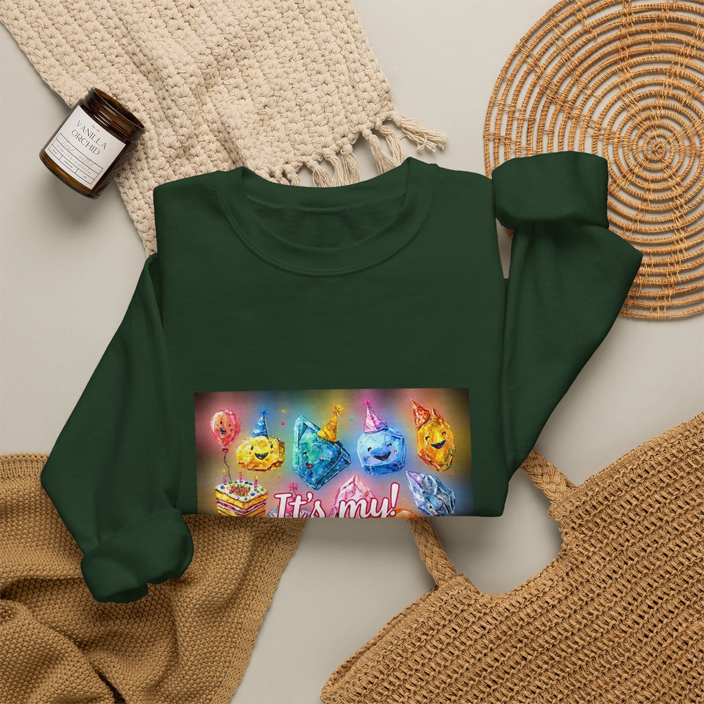 It's My Birthday Crystal Party Crewneck | Blues, Purples & Pinks