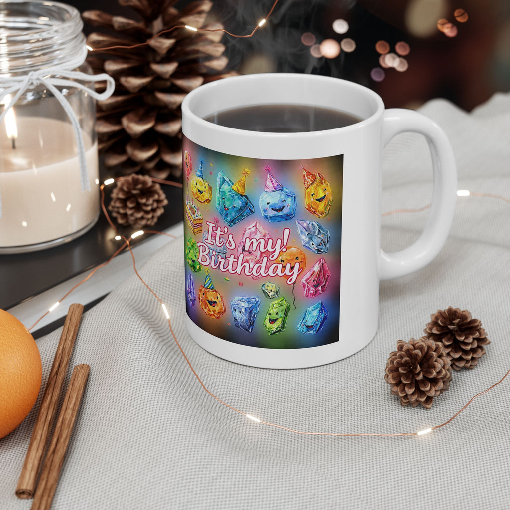 It's My Birthday Crystal Party White Mug