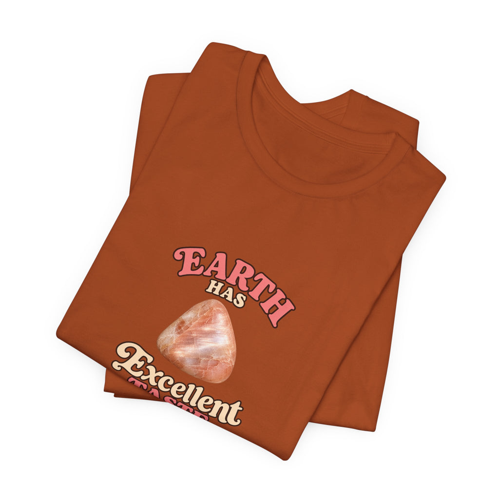 Earth Has Excellent Taste — Peach Moonstone Tee | Earthy Reds & Browns