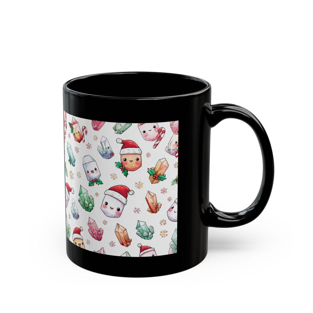 Pastel Christmas Crystal Friends Black Mug