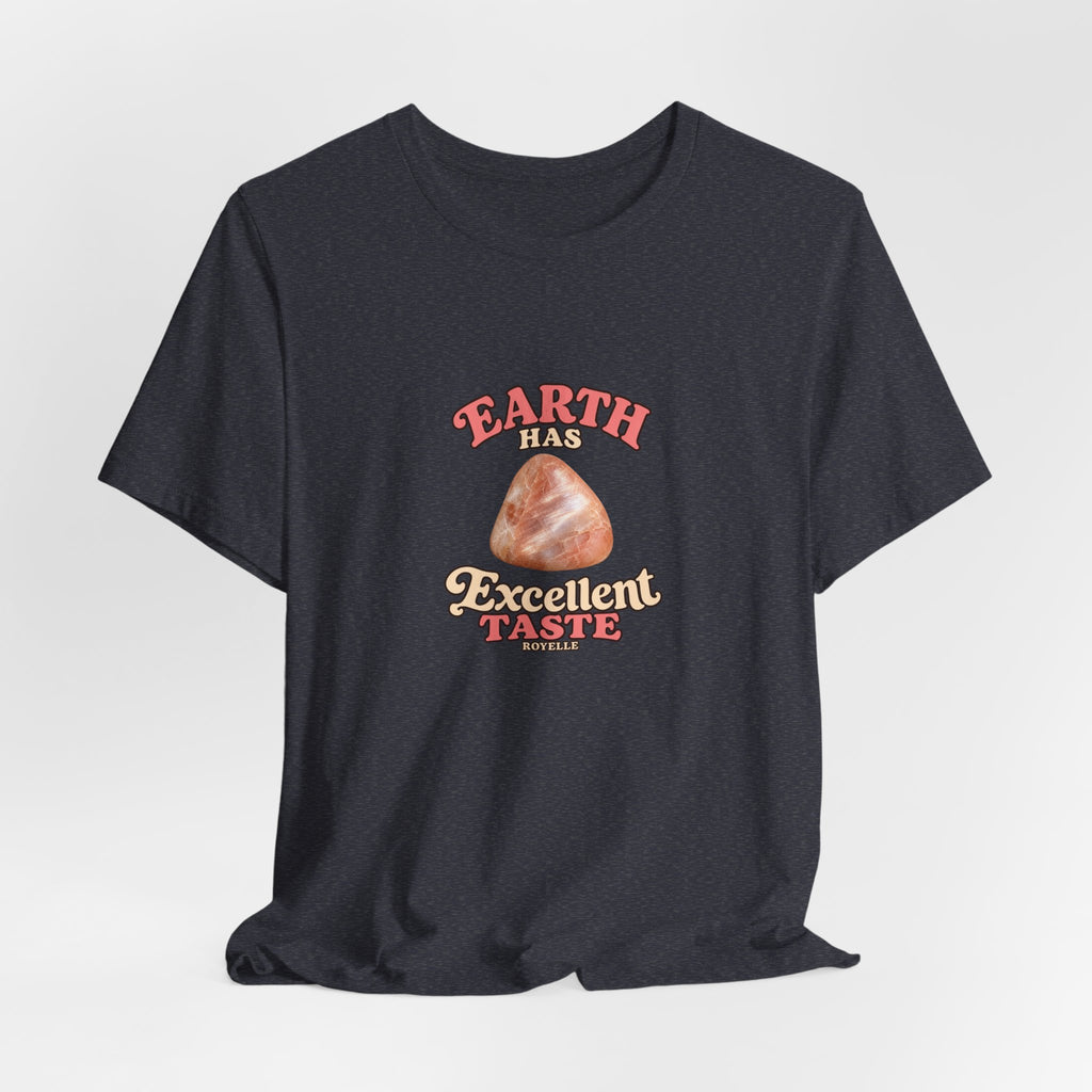 Earth Has Excellent Taste — Peach Moonstone Tee | Royal, Navy & Purple