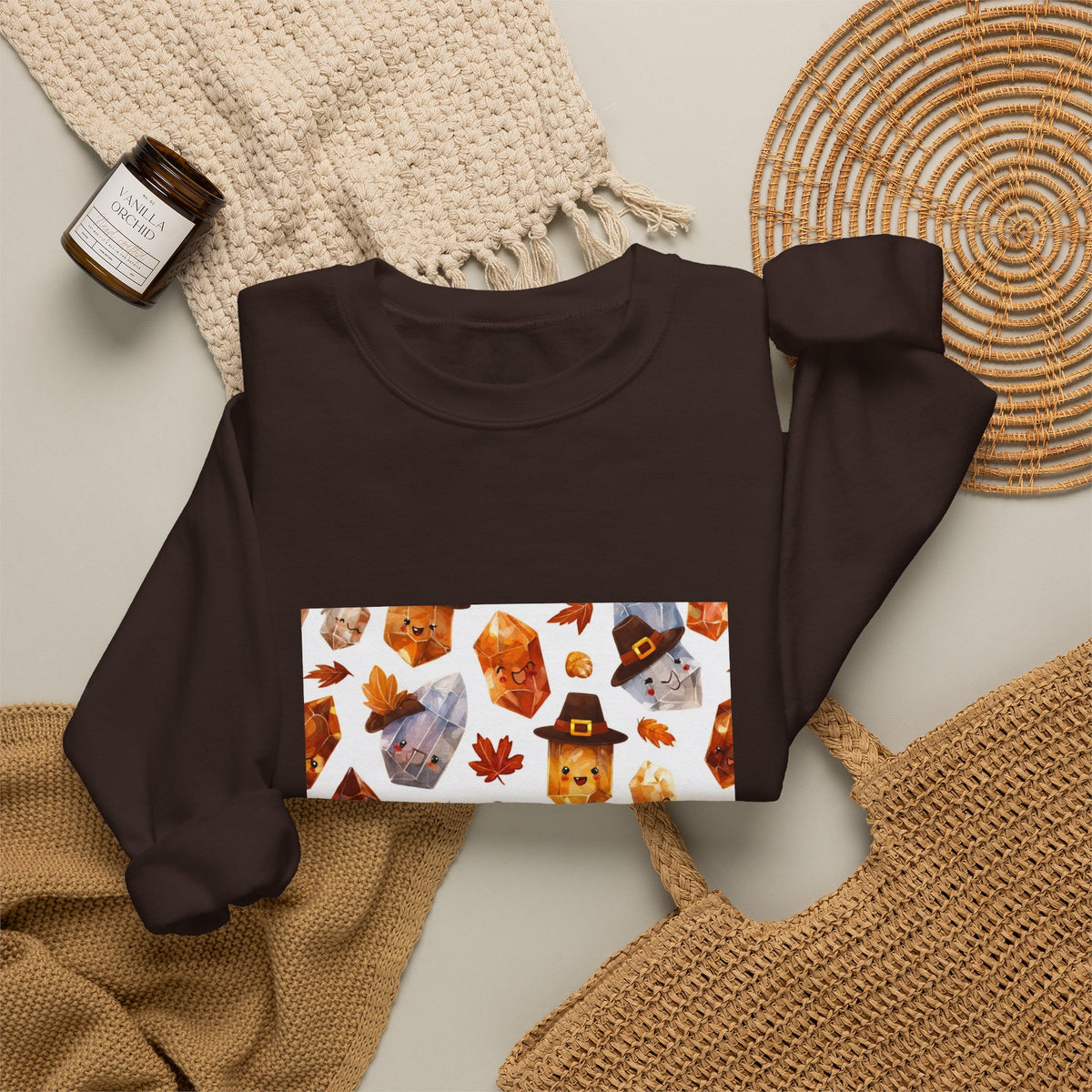 Thanksgiving Crystal Harvest Crewneck | Earth Tones & Brights