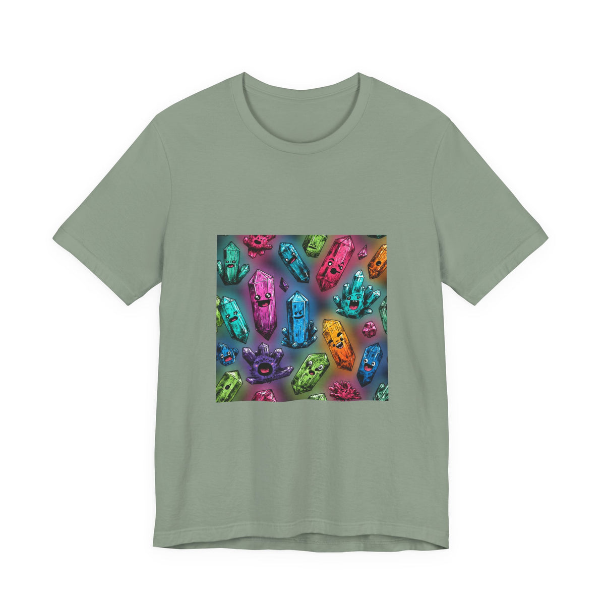 Colorful Crystal Characters T-Shirt | Golds, Mints & Teal