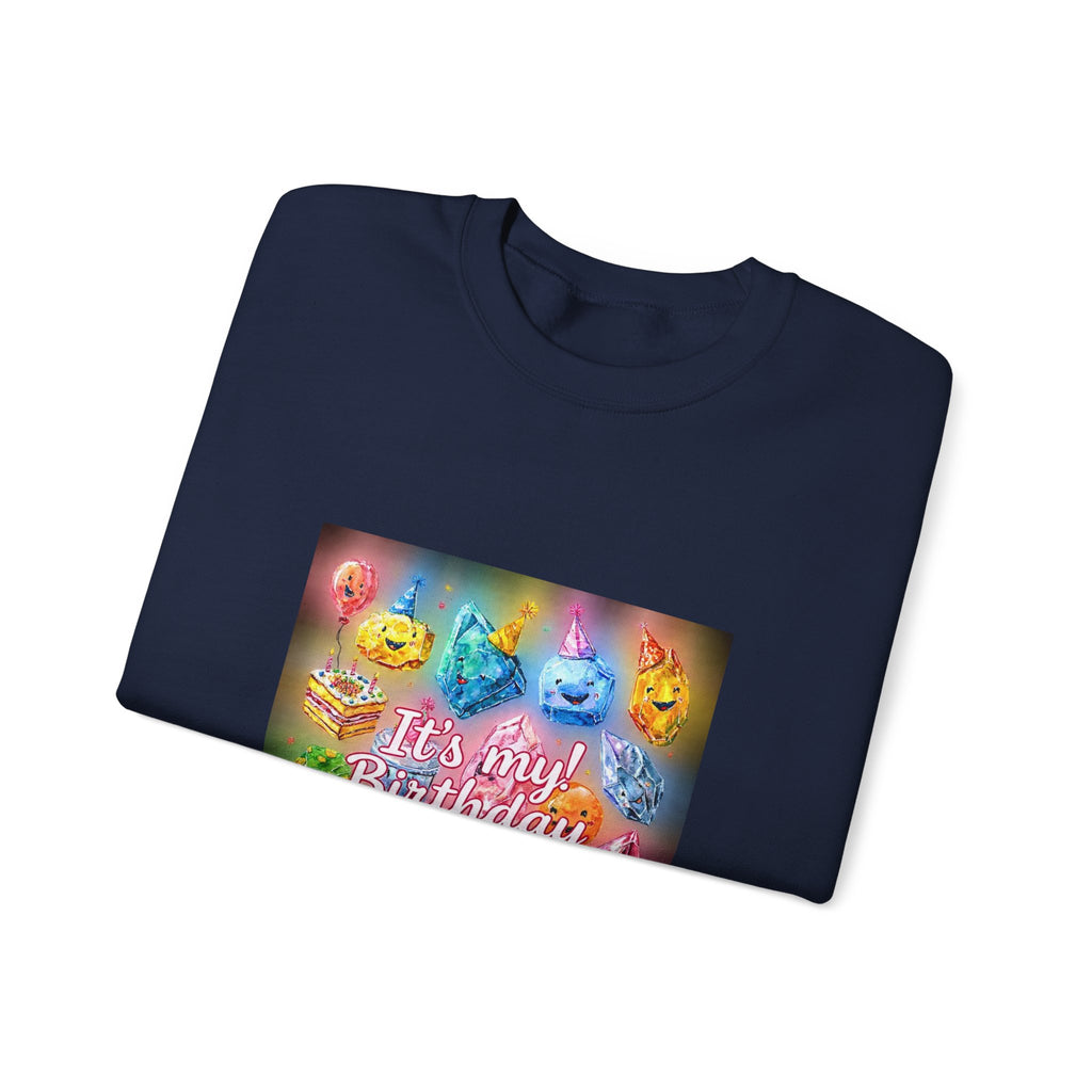 It's My Birthday Crystal Party Crewneck | Blues, Purples & Pinks