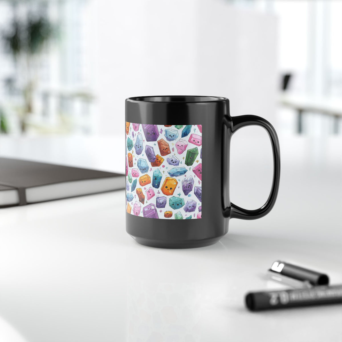 Pastel Crystal Friends Black Mug