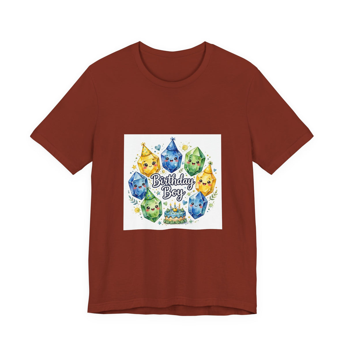 Birthday Boy Crystal Party T-Shirt | Earthy Reds & Browns