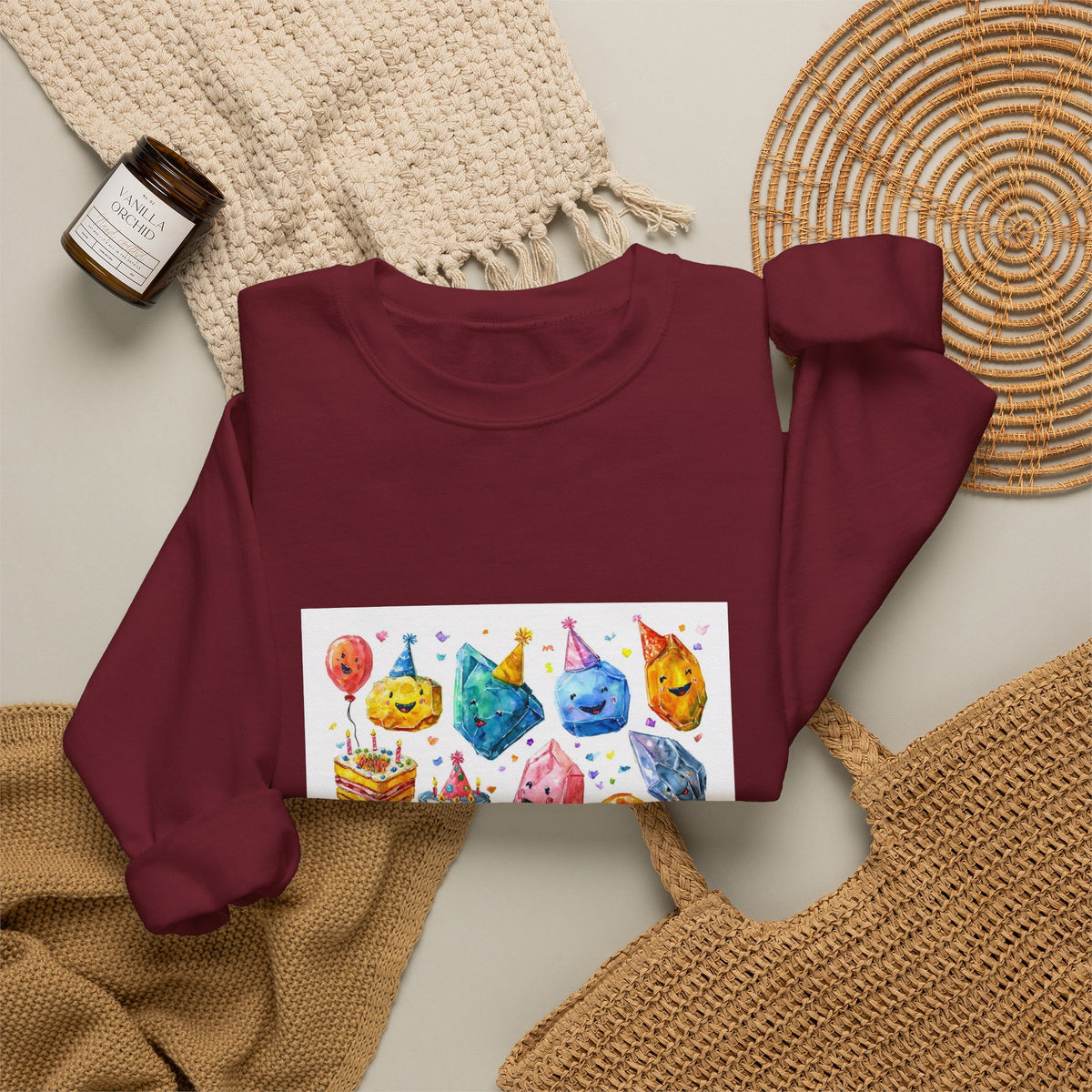 Crystal Birthday Party Crewneck | Earth Tones & Brights