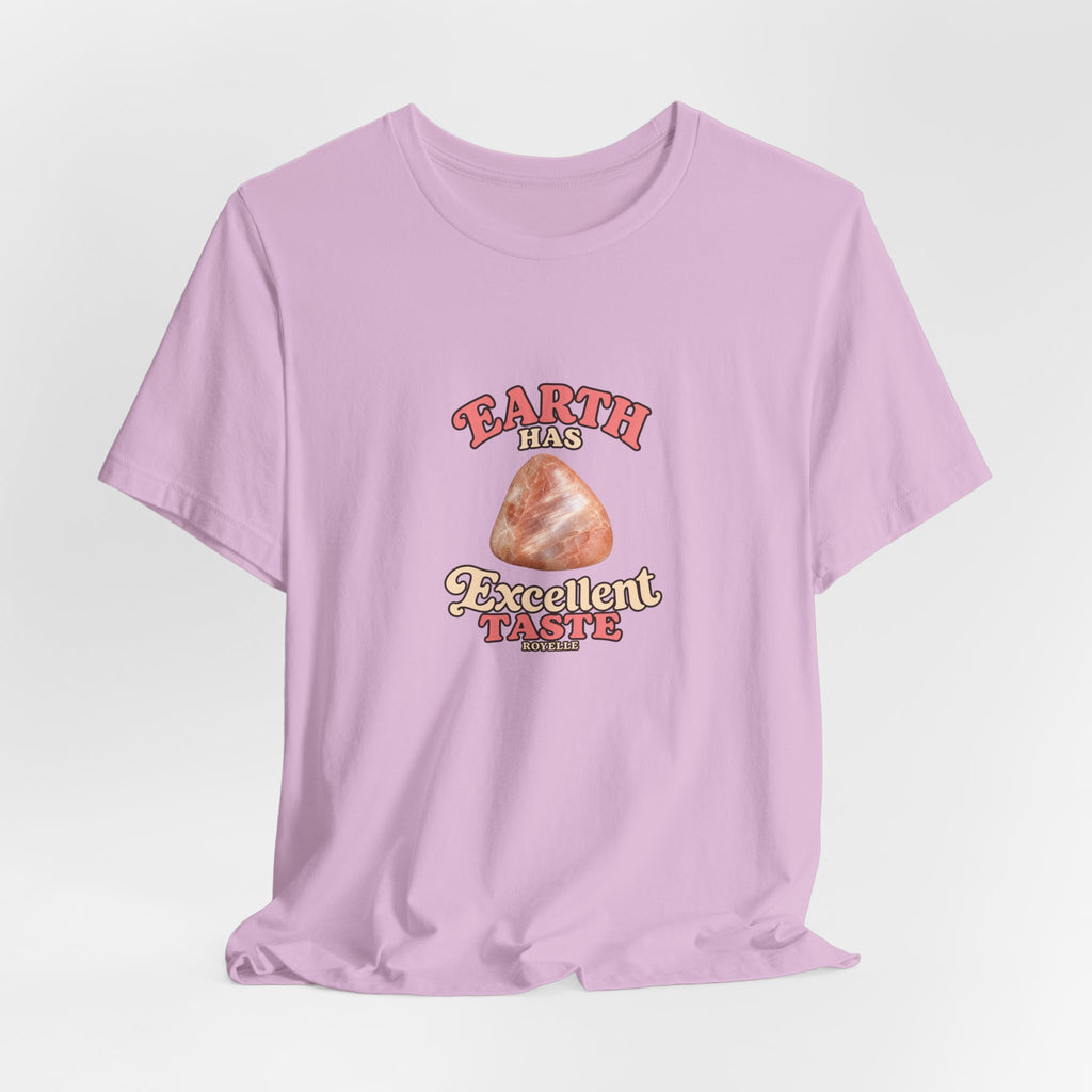 Earth Has Excellent Taste — Peach Moonstone Tee | Royal, Navy & Purple