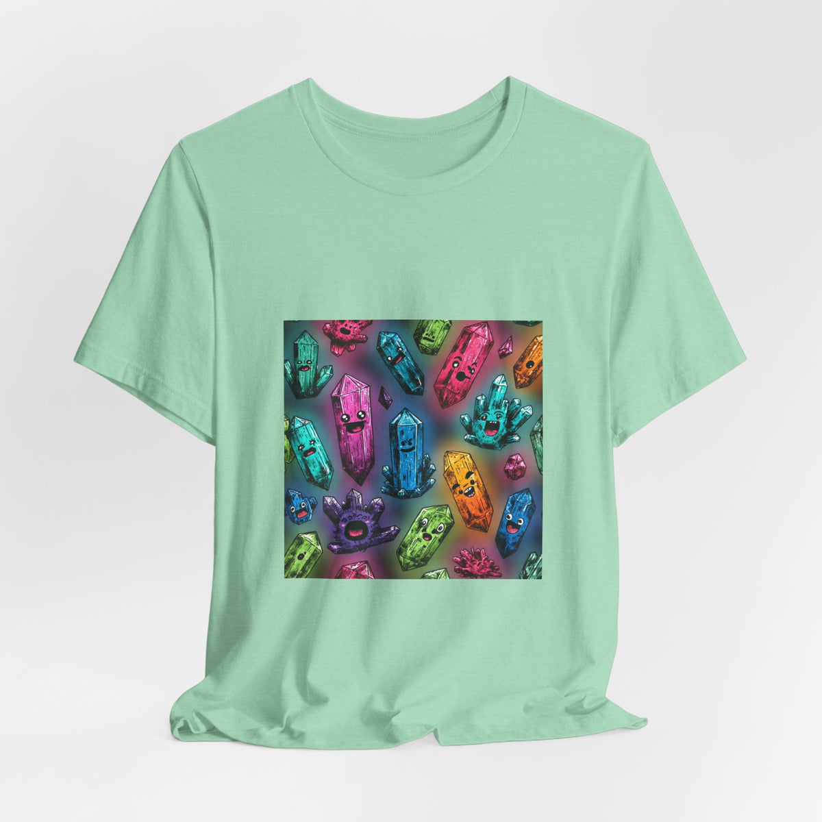 Colorful Crystal Characters T-Shirt | Golds, Mints & Teal