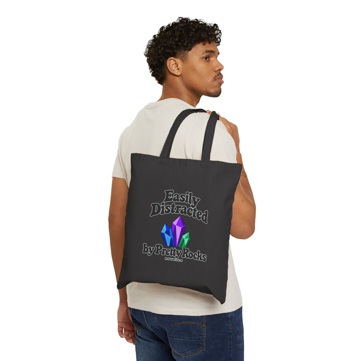 Easily Distracted Crystal Tote Bag — Black Lettering