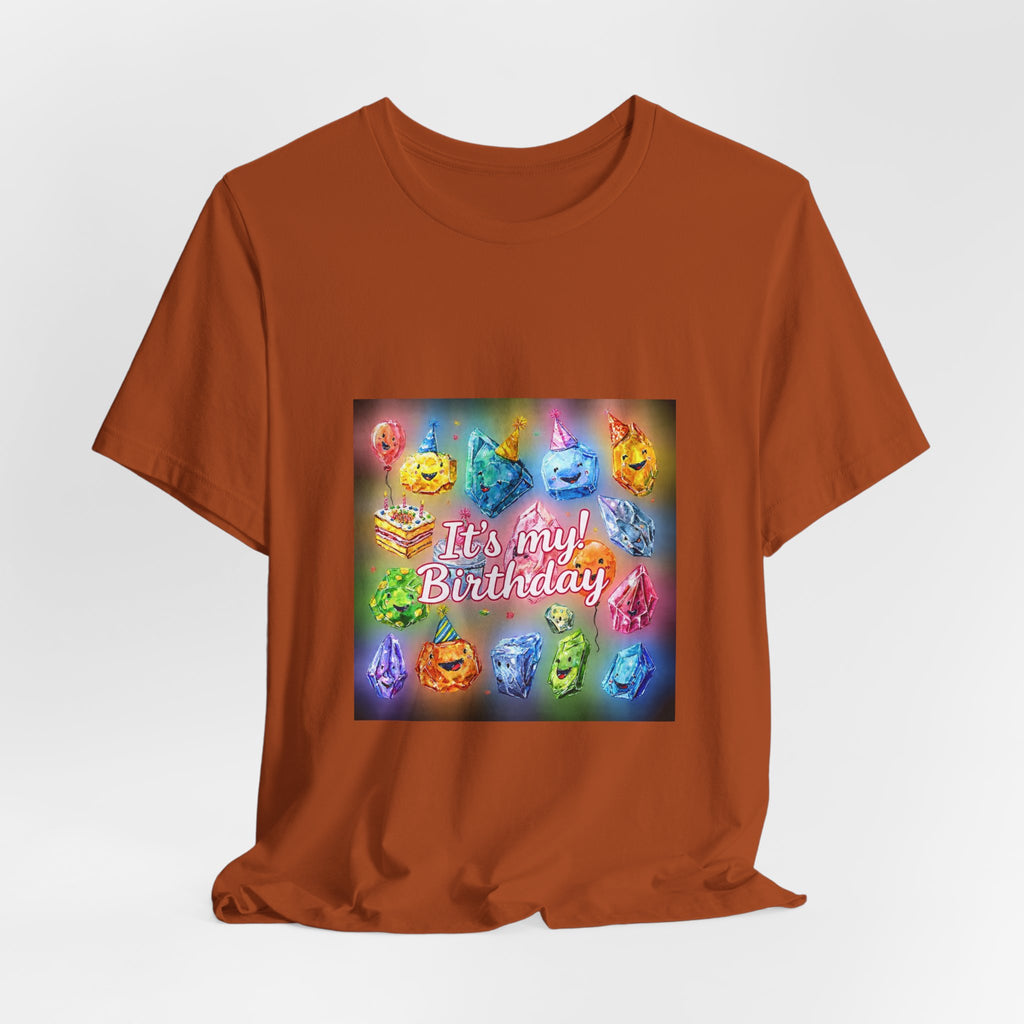 It's My Birthday Crystal Party T-Shirt | Earthy Reds & Browns