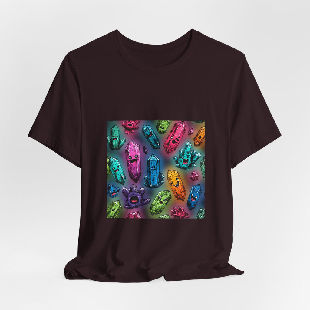 Colorful Crystal Characters T-Shirt | Dark Neutrals & Reds