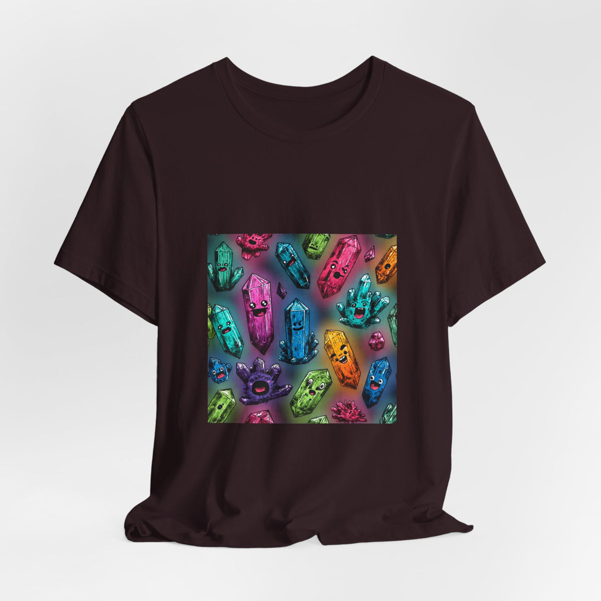 Colorful Crystal Characters T-Shirt | Dark Neutrals & Reds