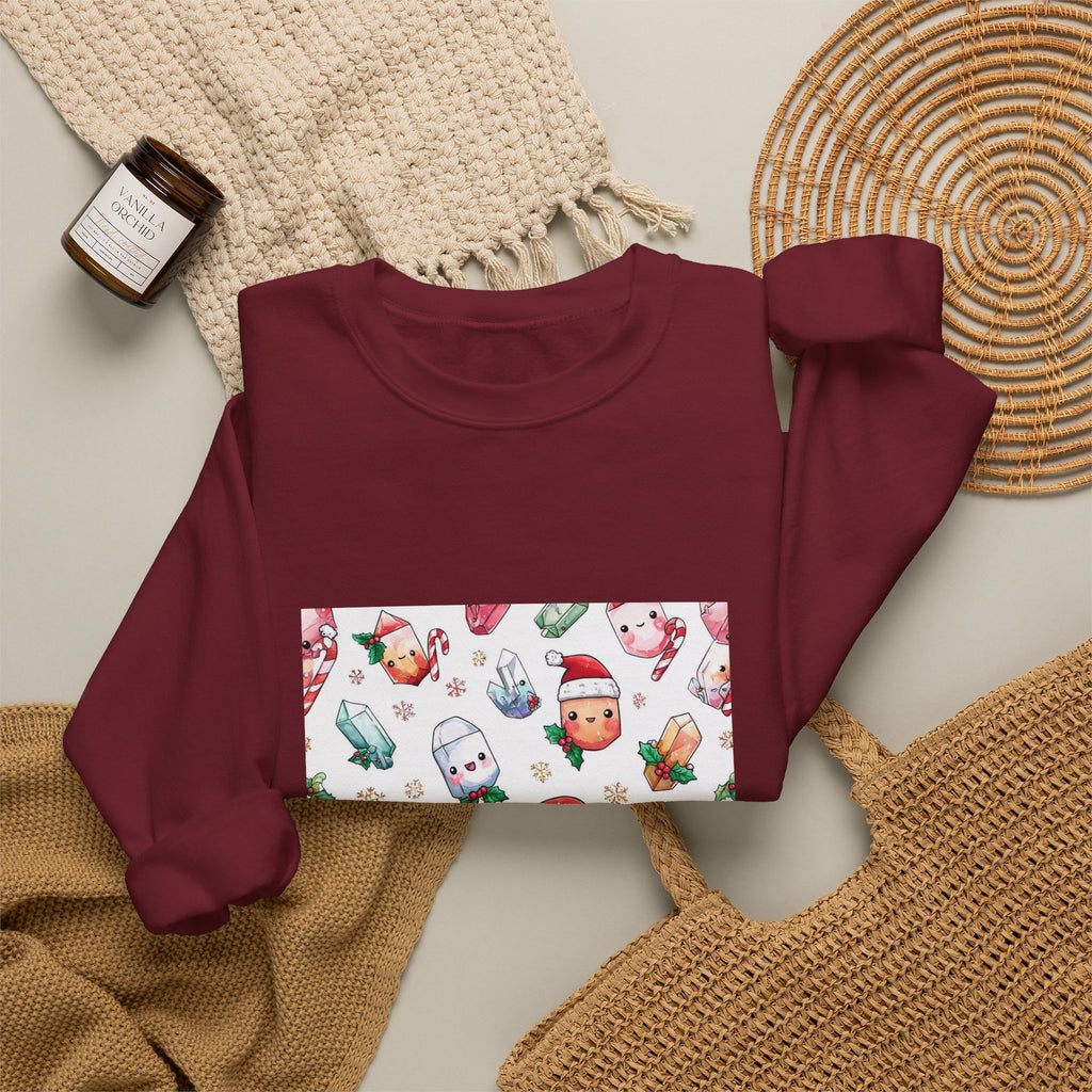 Pastel Christmas Crystal Friends Crewneck | Earth Tones & Brights