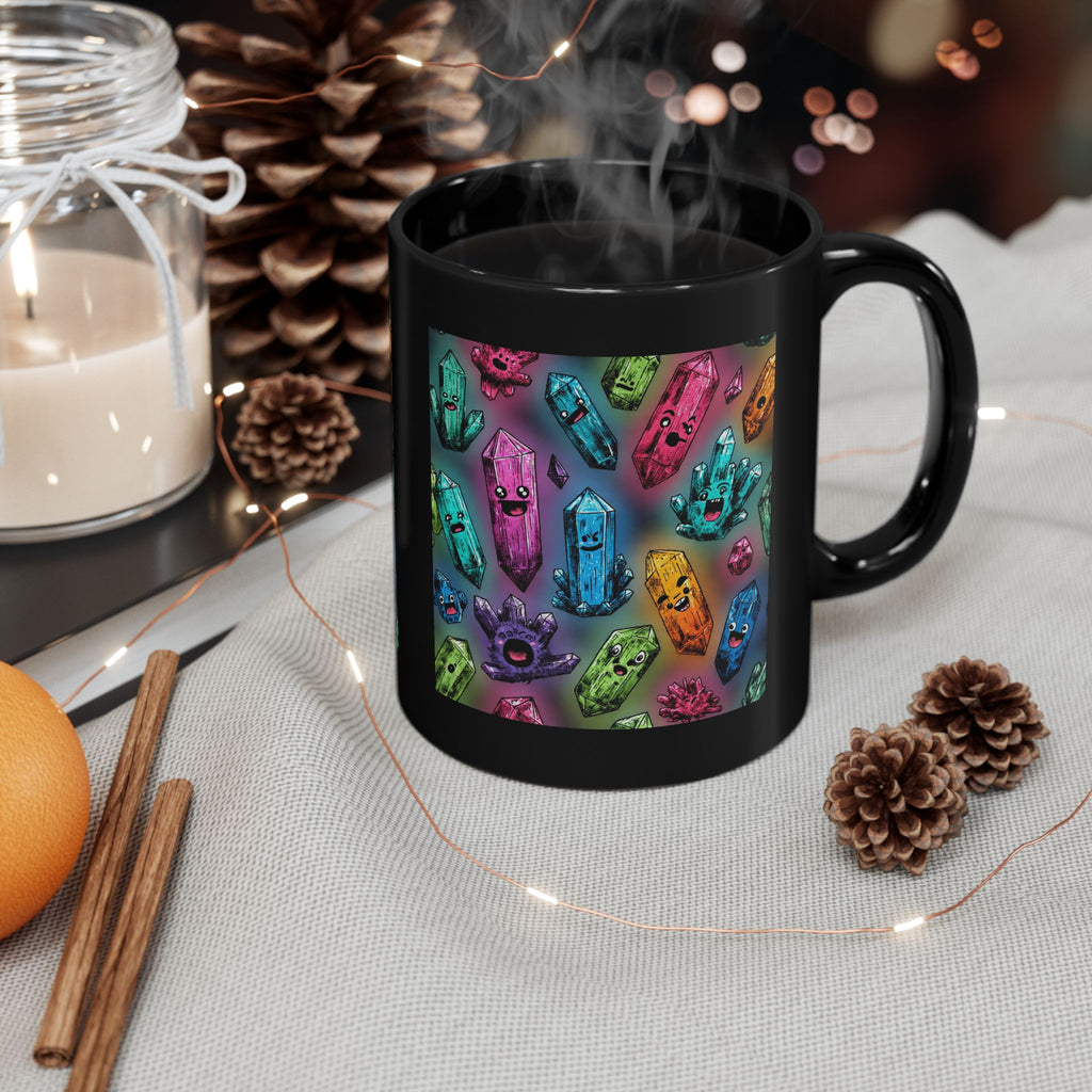 Colorful Crystal Characters Black Mug