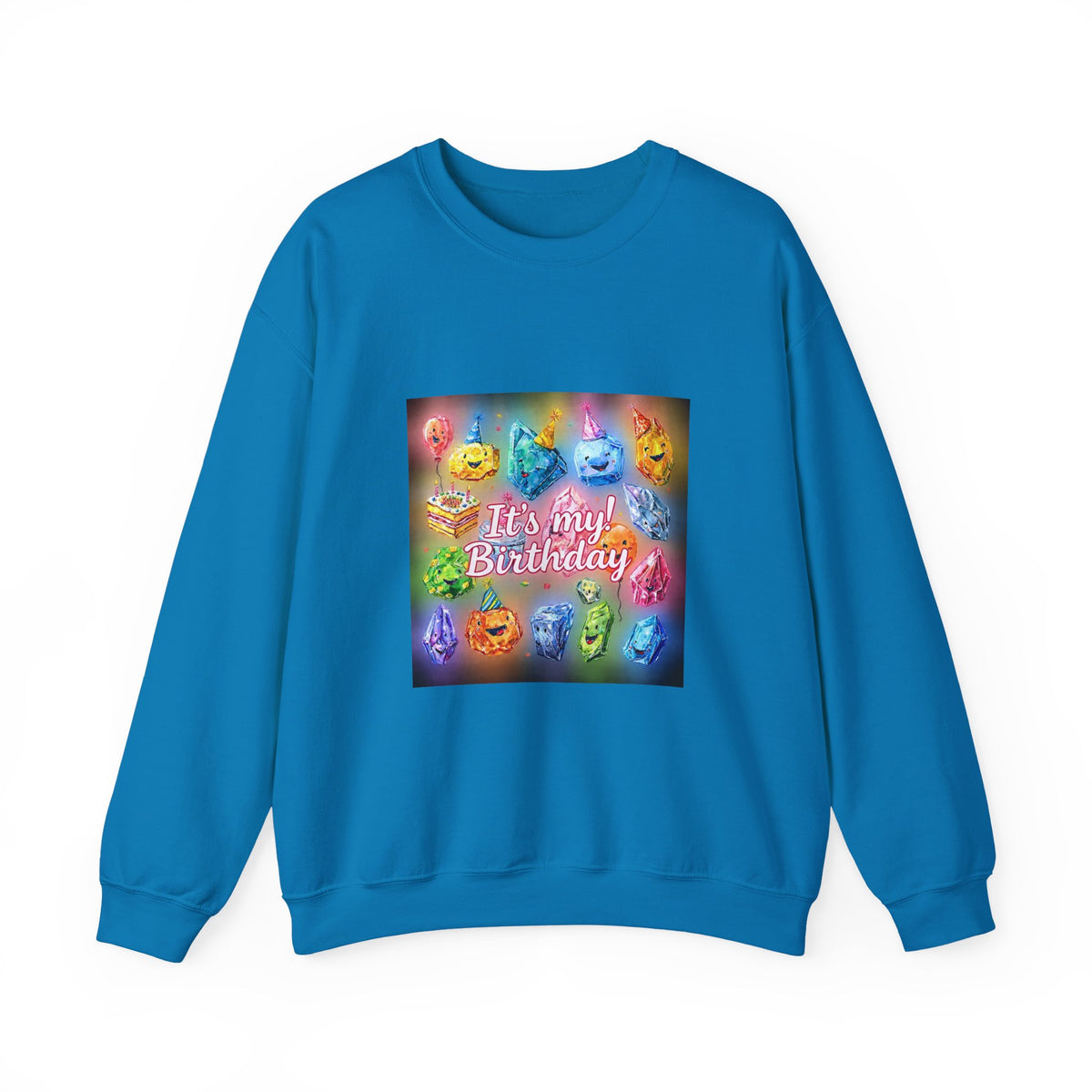 It's My Birthday Crystal Party Crewneck | Blues, Purples & Pinks
