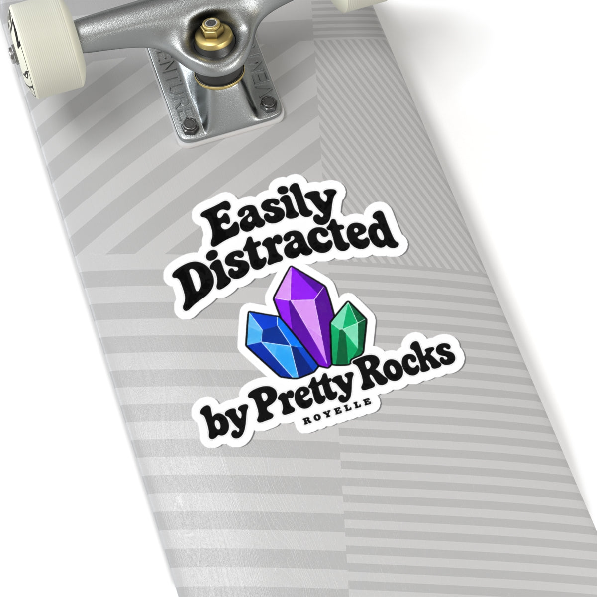 Easily Distracted by Pretty Rocks Sticker — Crystal Laptop Kiss-Cut Decal — Black Lettering