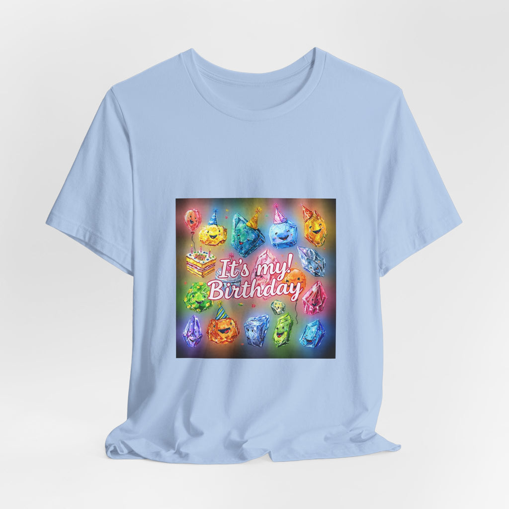 It's My Birthday Crystal Party T-Shirt | Soft Blues
