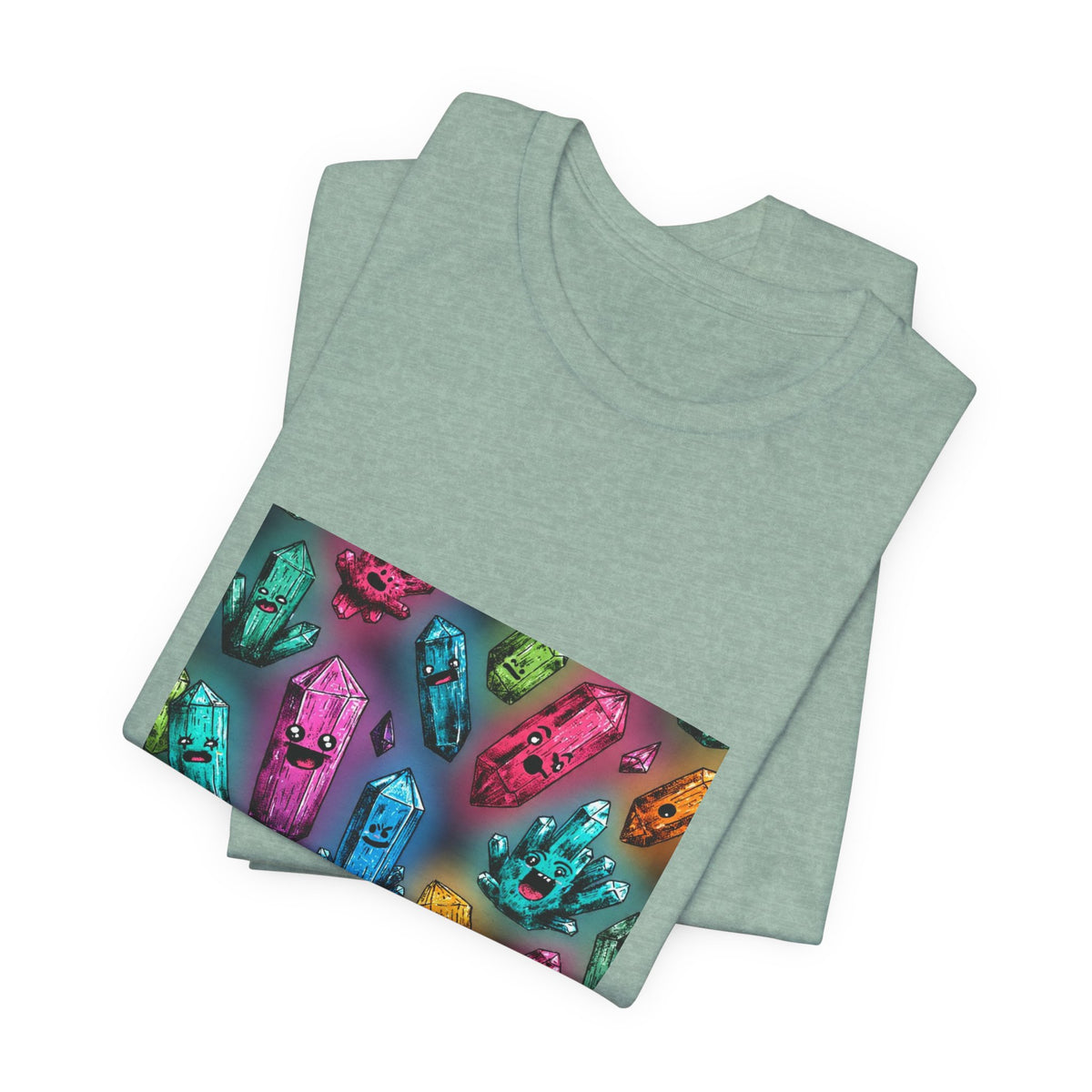 Colorful Crystal Characters T-Shirt | Soft Blues