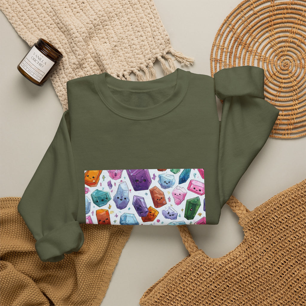 Pastel Crystal Friends Crewneck | Earth Tones & Brights