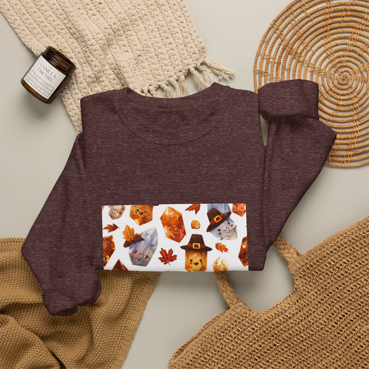 Thanksgiving Crystal Harvest Crewneck | Earth Tones & Brights