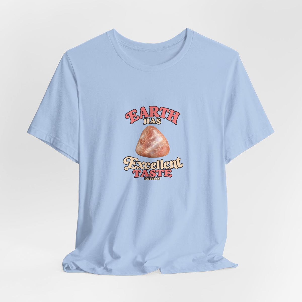 Earth Has Excellent Taste — Peach Moonstone Tee | Soft Blues