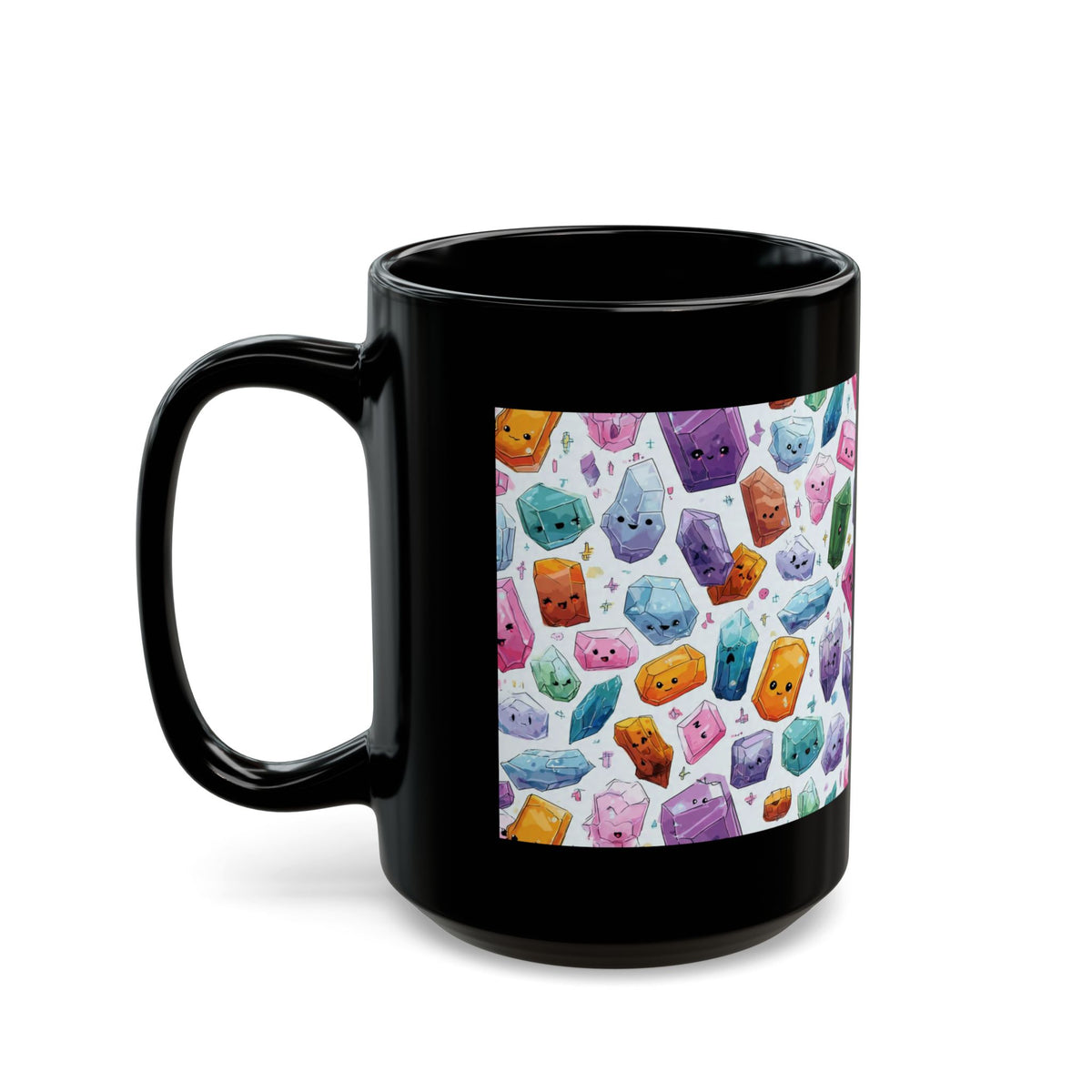 Pastel Crystal Friends Black Mug