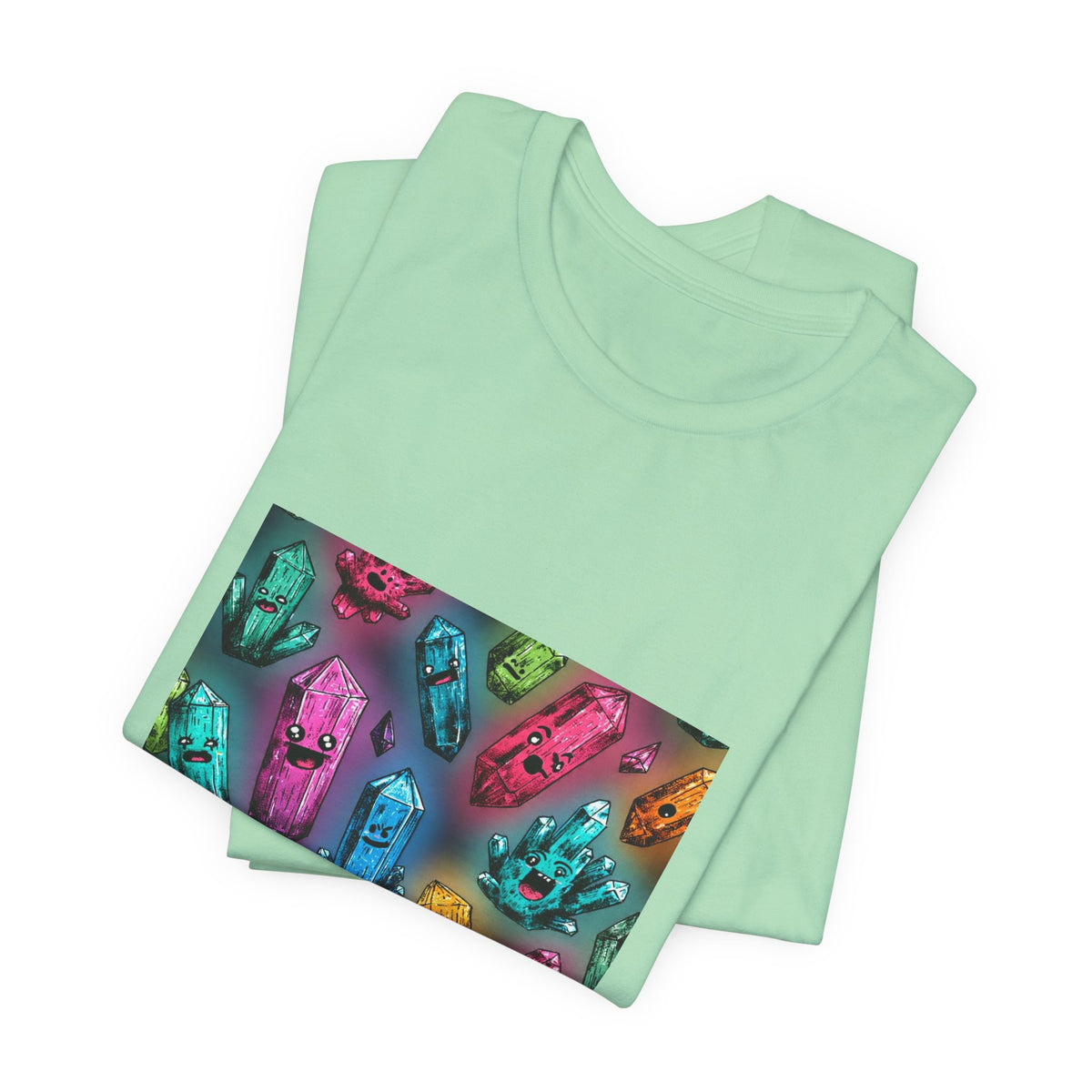 Colorful Crystal Characters T-Shirt | Golds, Mints & Teal