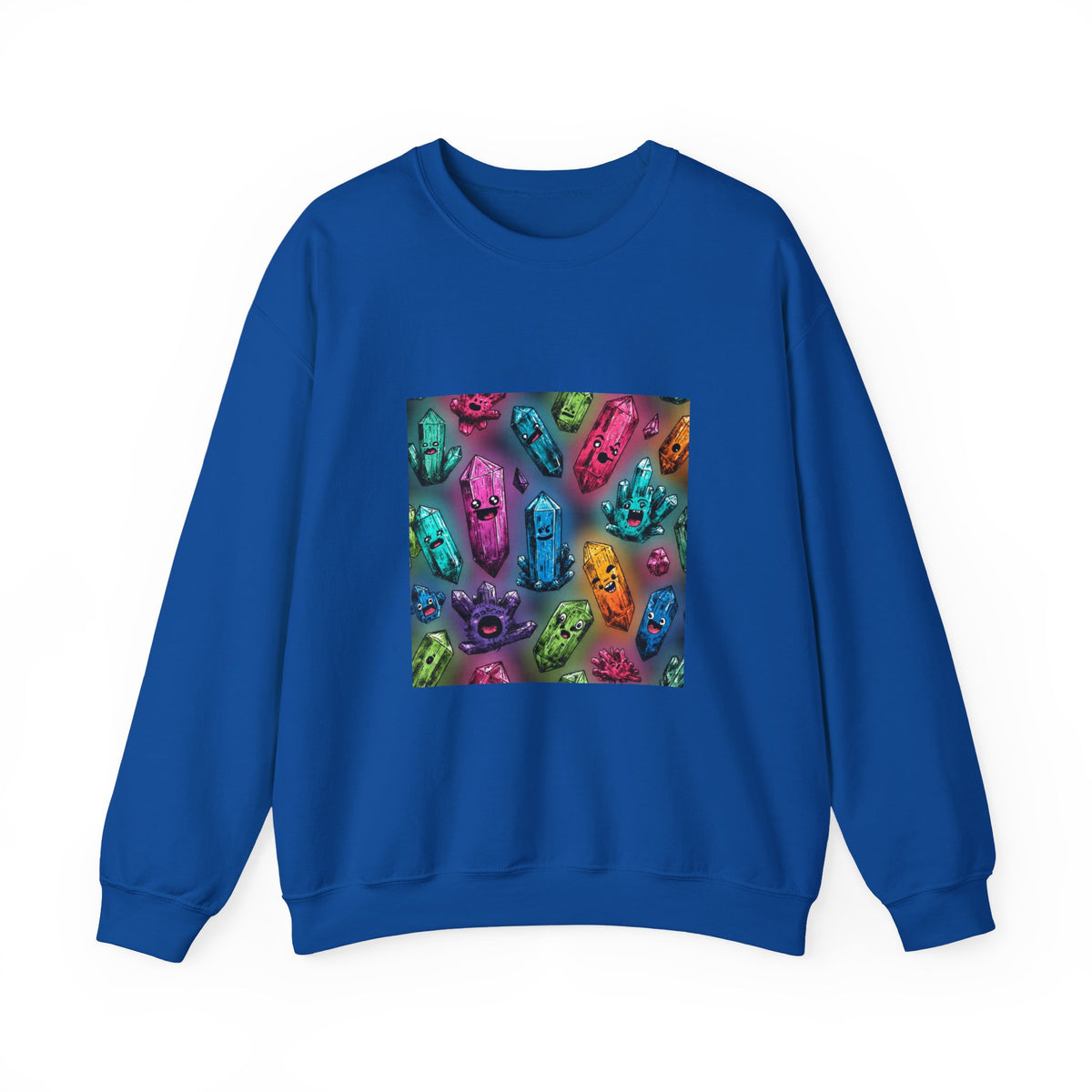 Colorful Crystal Characters Crewneck | Blues, Purples & Pinks