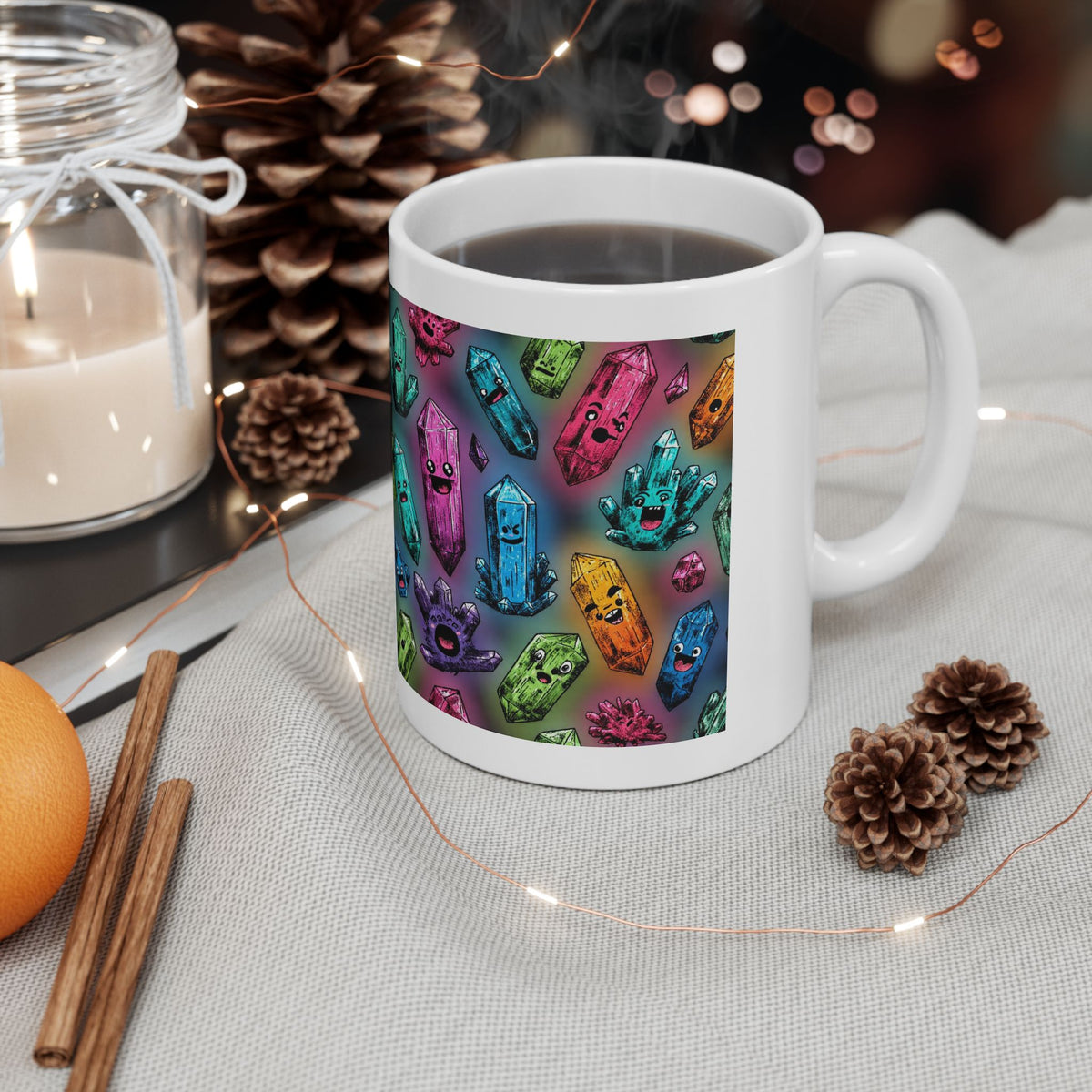 Colorful Crystal Characters White Mug