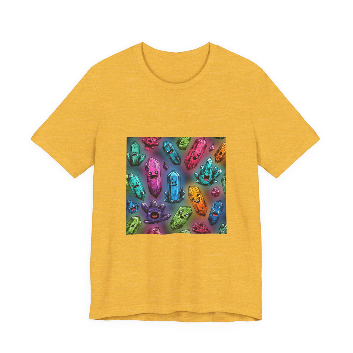 Colorful Crystal Characters T-Shirt | Golds, Mints & Teal
