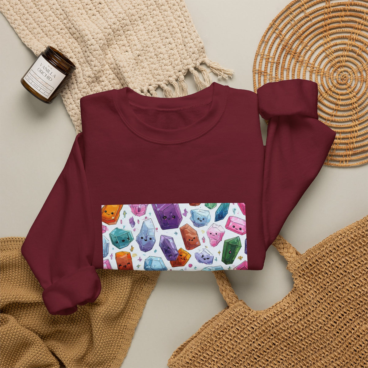 Pastel Crystal Friends Crewneck | Earth Tones & Brights