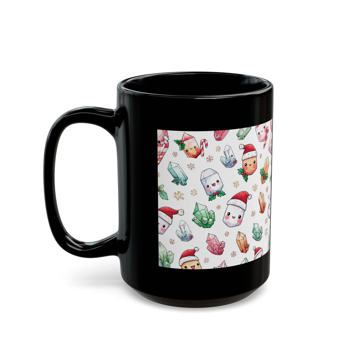 Pastel Christmas Crystal Friends Black Mug