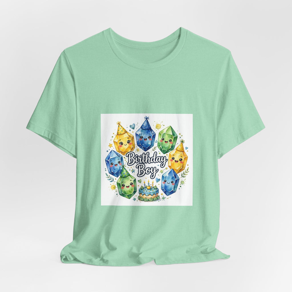 Birthday Boy Crystal Party T-Shirt | Golds, Mints & Teal