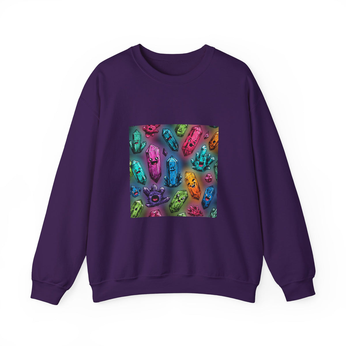 Colorful Crystal Characters Crewneck | Blues, Purples & Pinks