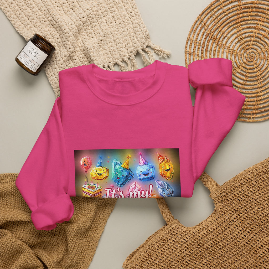It's My Birthday Crystal Party Crewneck | Blues, Purples & Pinks