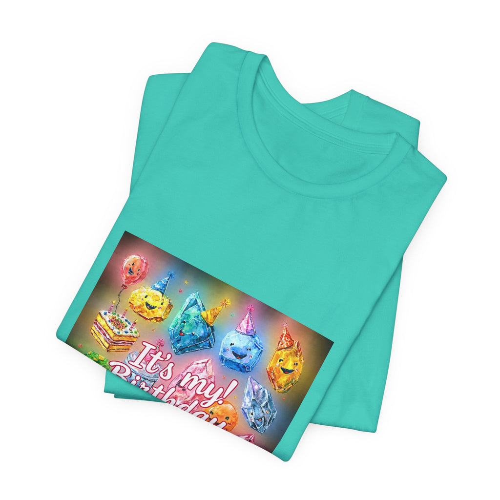 It's My Birthday Crystal Party T-Shirt | Golds, Mints & Teal
