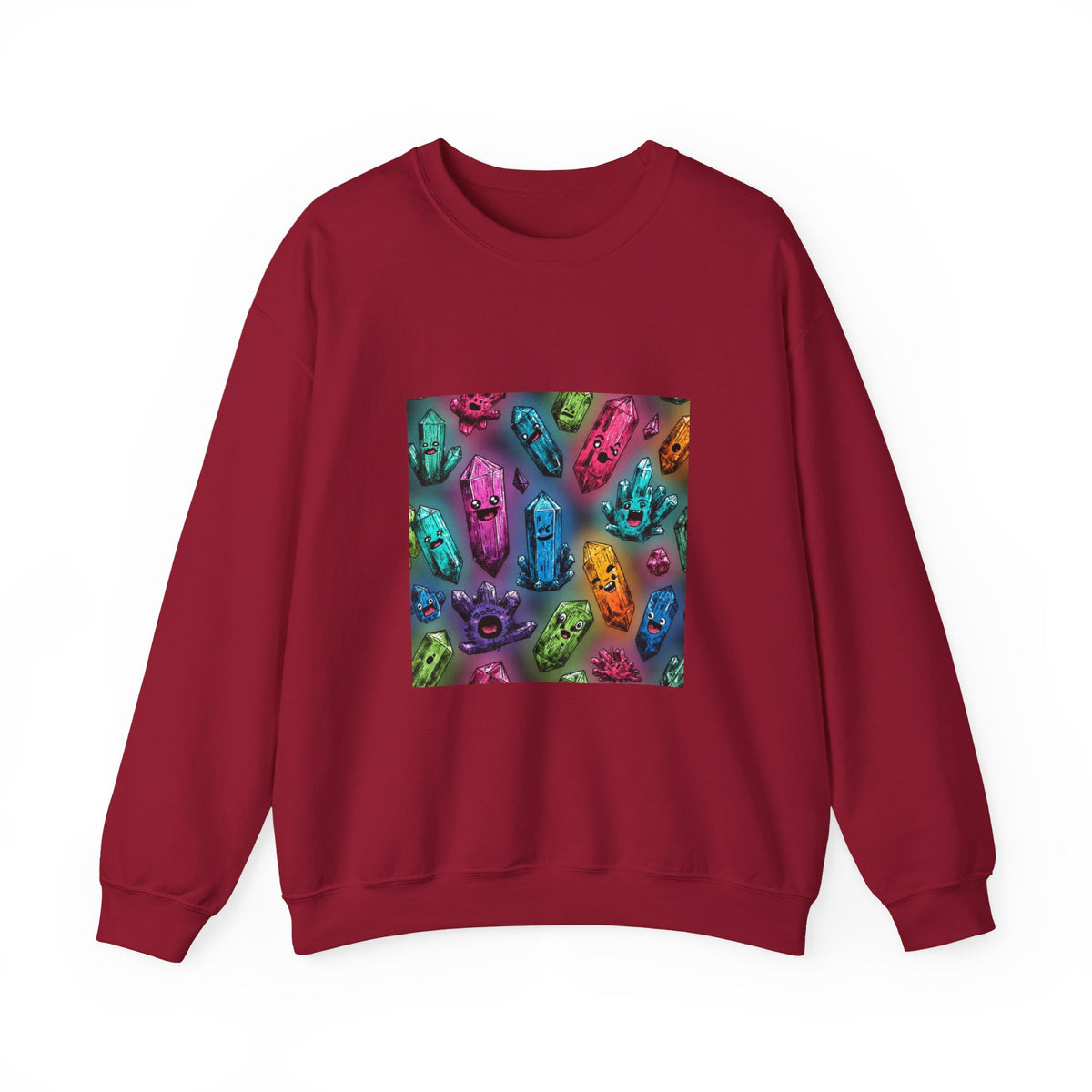 Colorful Crystal Characters Crewneck | Earth Tones & Brights