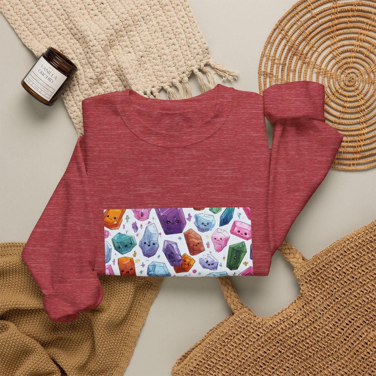 Pastel Crystal Friends Crewneck | Neutrals & Reds