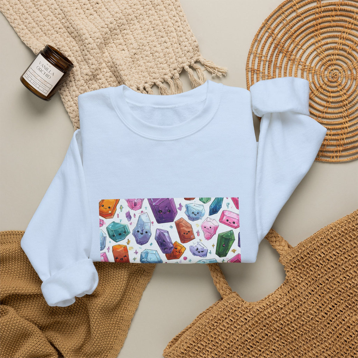 Pastel Crystal Friends Crewneck | Blues, Purples & Pinks