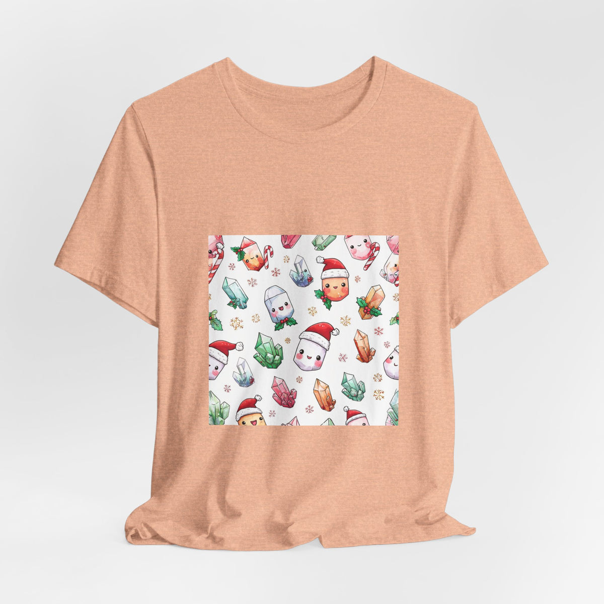 Pastel Christmas Crystal Friends T-Shirt | Peach & Sunset