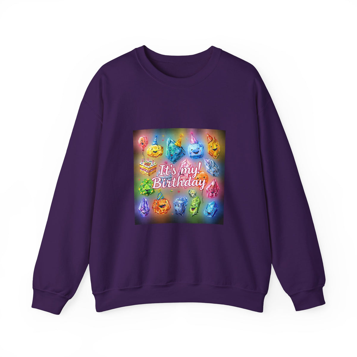 It's My Birthday Crystal Party Crewneck | Blues, Purples & Pinks