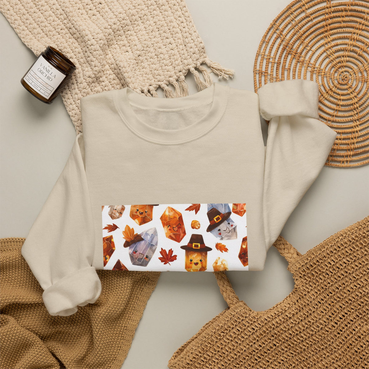 Thanksgiving Crystal Harvest Crewneck | Earth Tones & Brights
