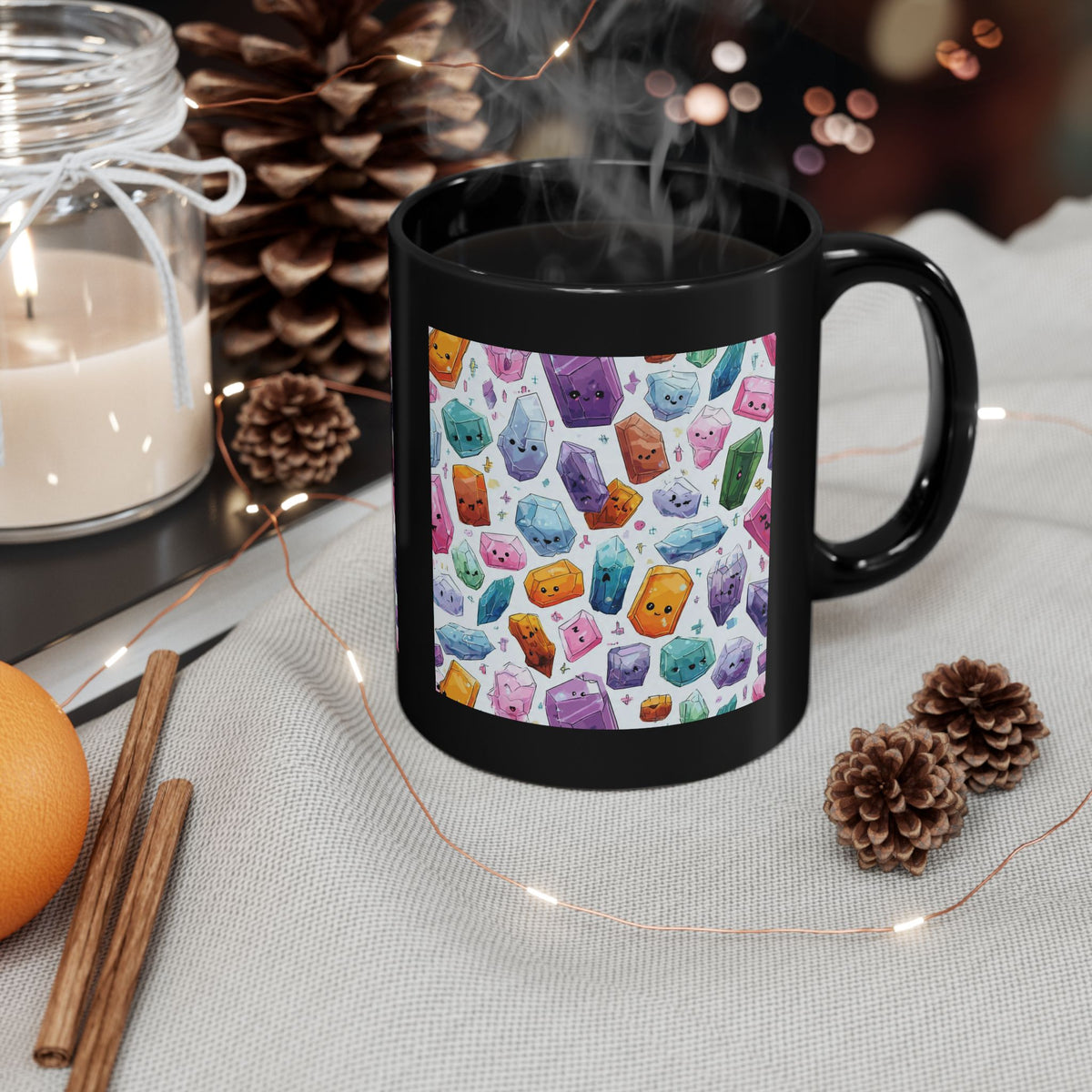 Pastel Crystal Friends Black Mug