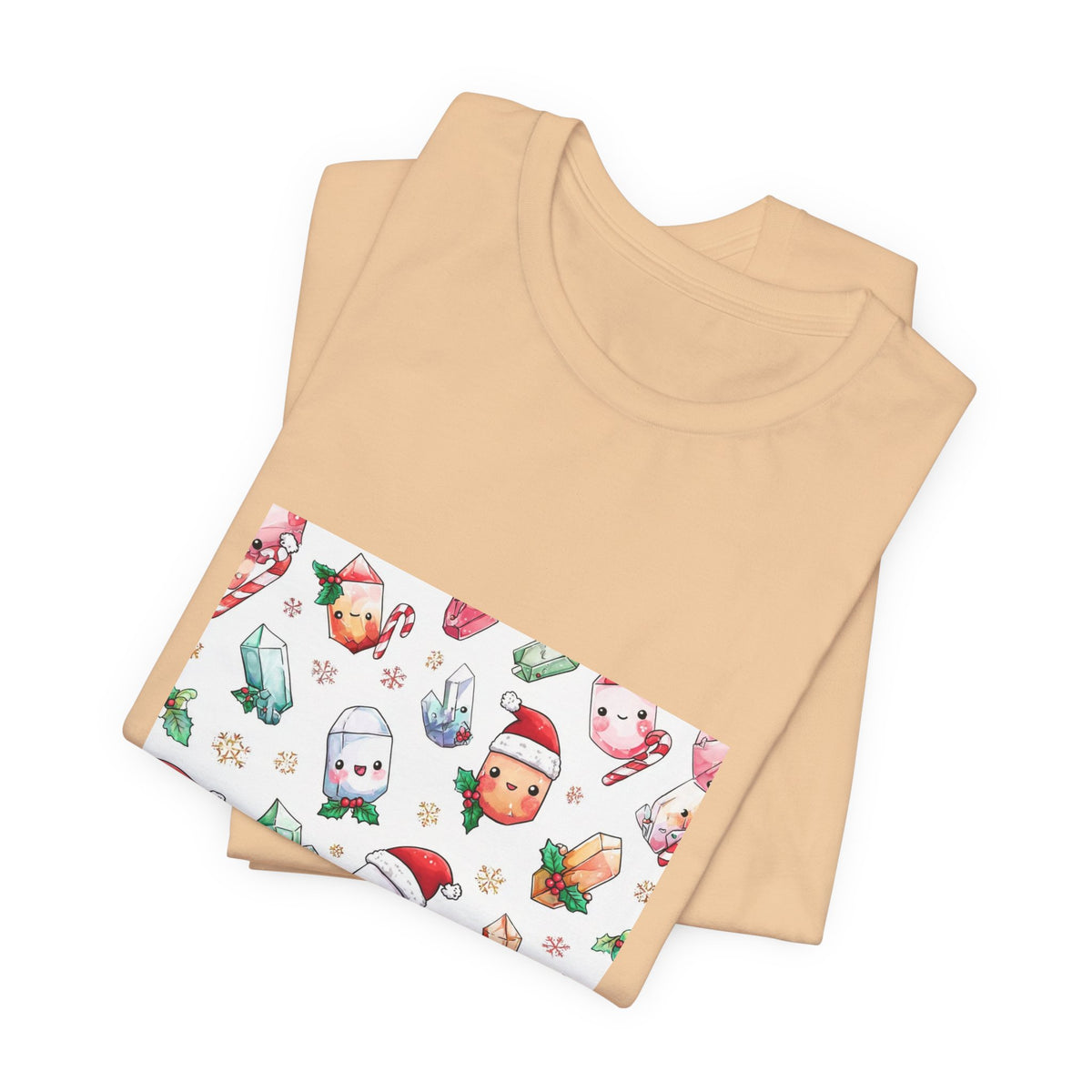 Pastel Christmas Crystal Friends T-Shirt | Sandy Neutrals & Oranges
