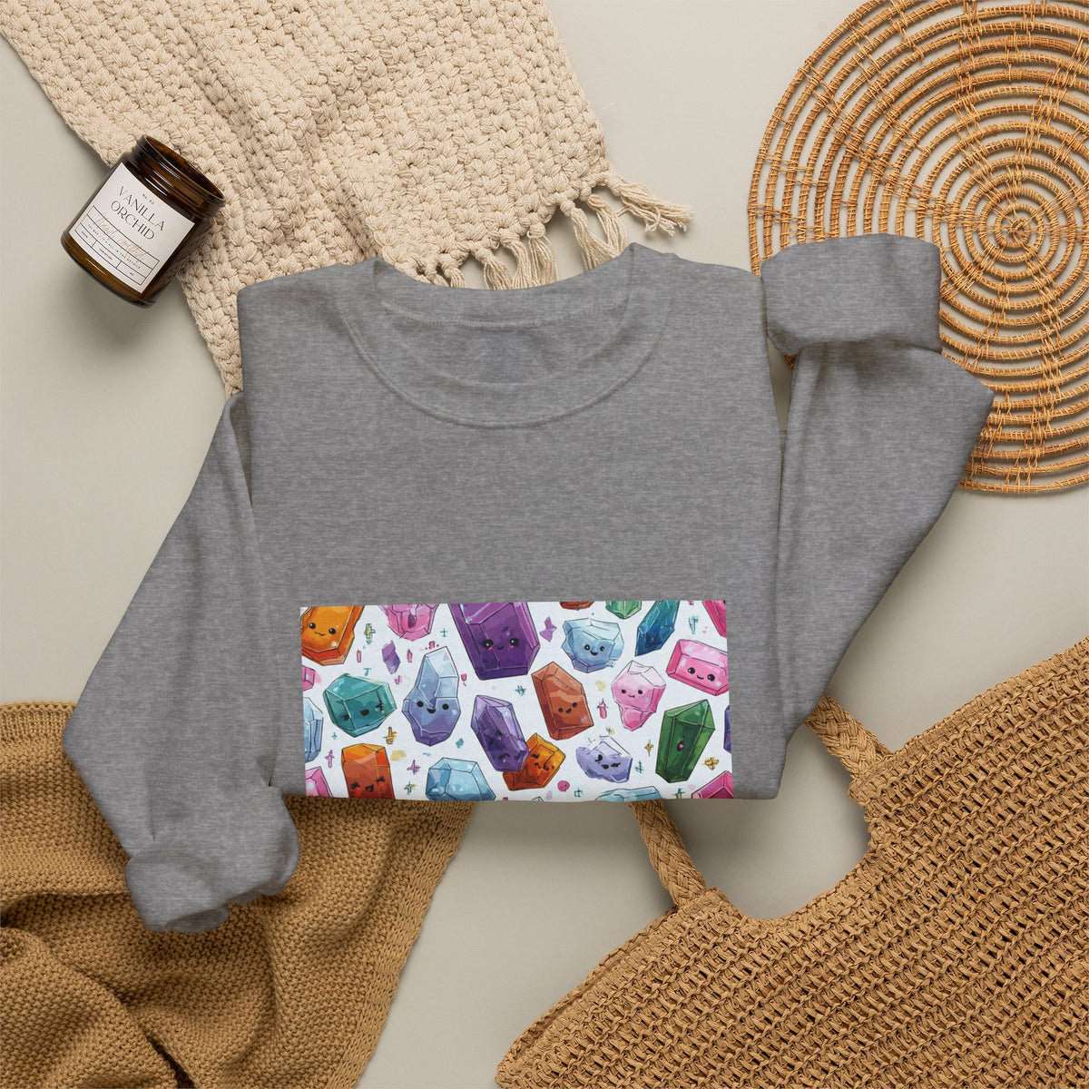 Pastel Crystal Friends Crewneck | Neutrals & Reds
